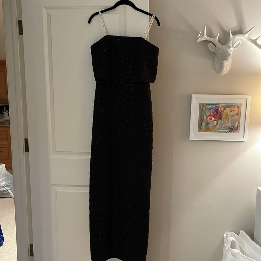 Halston Heritage Black Strapless Evening Gown